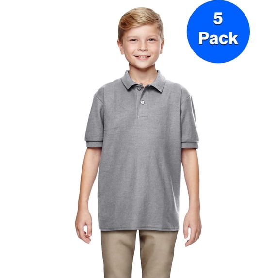 Boys DryBlend 6.3 oz. Double Piqué Sport Shirt 5 Pack