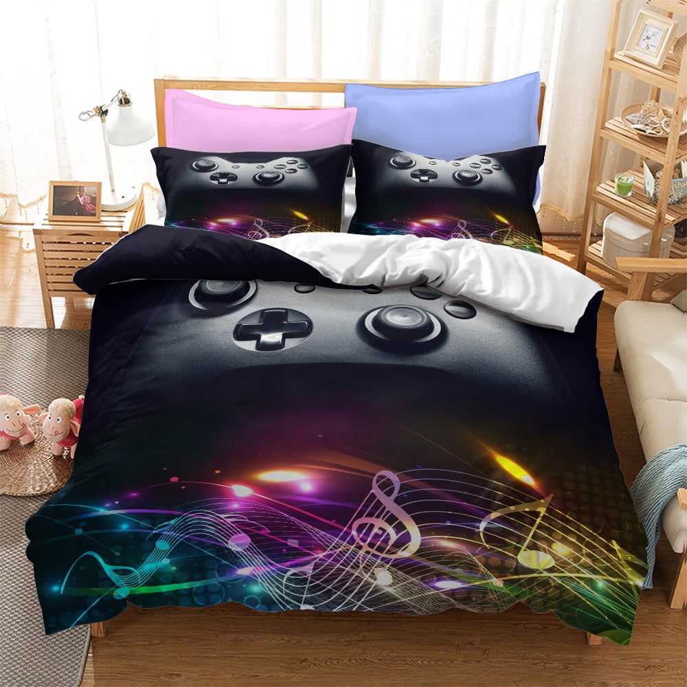 Boys Duvet Cover Sets Twin,Gamer Bedding Sets for Kids Twin,Gamepad Game Video Design Gaming