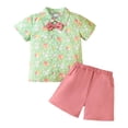 thumbnail image 1 of Boys Easter 2 Piece Set Short Sleeve Button Top Shorts Rabbit Print Gentleman Toddler Green 1 Years-2 Years, 1 of 7