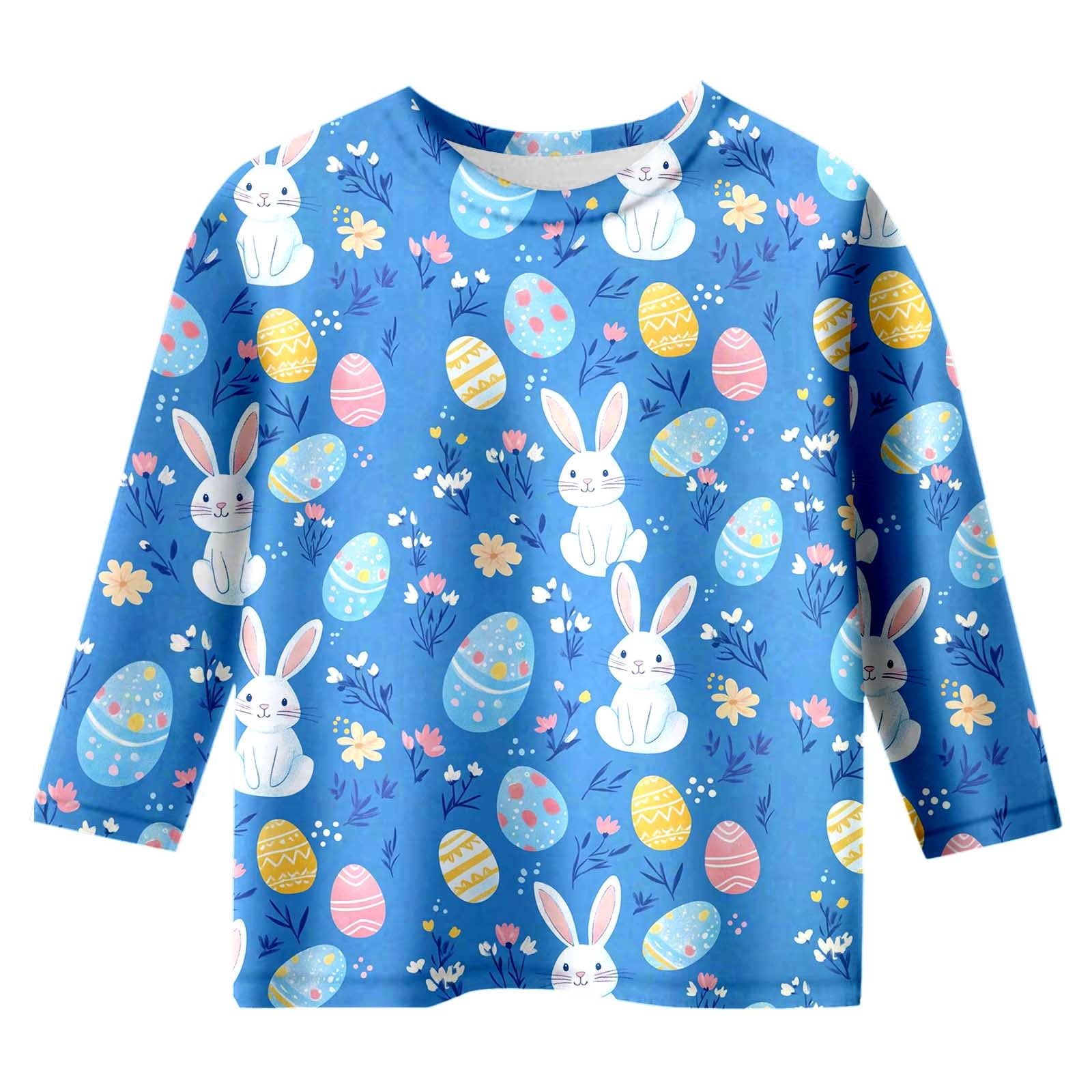 Boys Easter Outfit Oversized 3/4 Quarter Sleeve Rabbit Graphic Casual ...