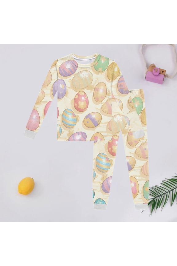 Boys Easter Pjs Long Sleeve Top Pants Set 2 Piece Easter Printed Jammies Boy Pajamas Size 7-8 Years