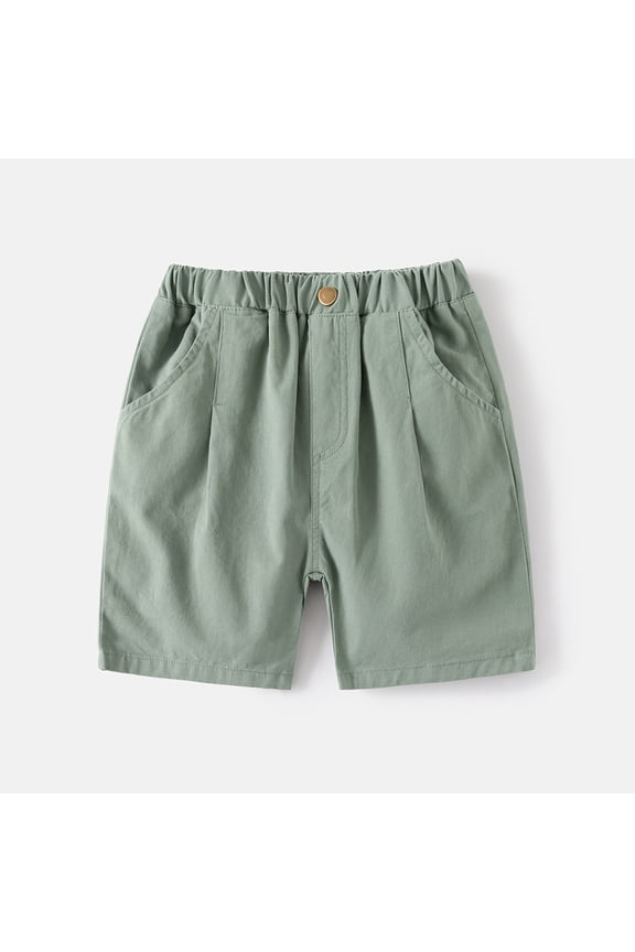 Boys' Elastic Army Green Summer Boys School Uniform Pants Girls Summer Clothes 12-18 Months