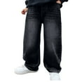 thumbnail image 1 of Boys' Elastic Belt Denim Jeans Spring/Autumn Cargo Pants with Loose Fit for Easygoing Daily Wear, 1 of 5