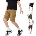 thumbnail image 1 of Boys Elastic‑Waist Ice‑Silk Multi‑Pocket Cargo Summer Shorts for Kids 5‑16Y, 1 of 5
