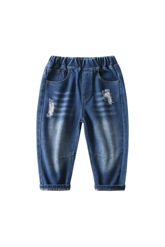 Boys' Elastic Waist Jeans - 1-8 Years Loose Fit Casual Outdoor Pants