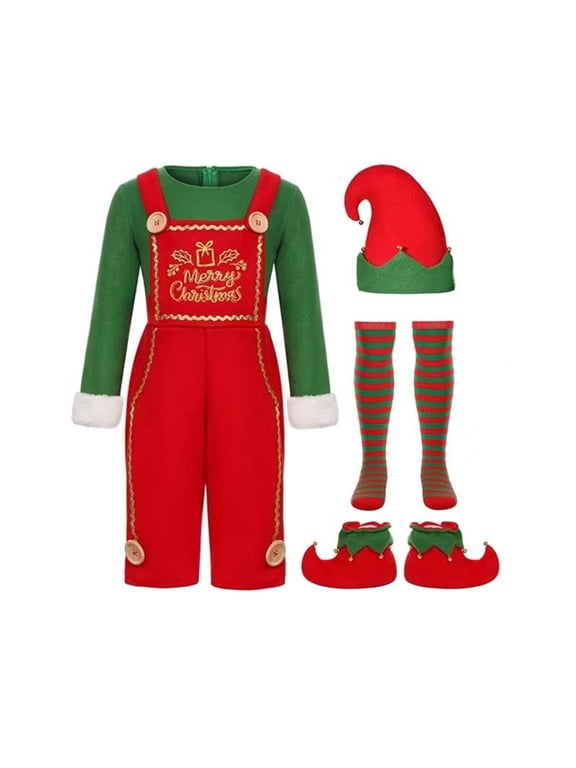Boys' Elf Elf Outfit – Overalls for Parties & Photos