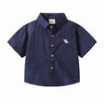 thumbnail image 1 of Boys Embroidered Shirt Summer Casual Top For Toddlers And Kids Breathable Blend Tee School Outfit, 1 of 4