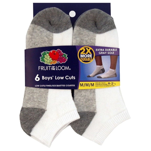 Boys Everyday Basic Athletic 6 Pack Low Cut Socks, 9-2.5
