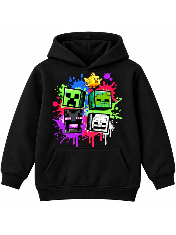 Boys' Explosion Graphic Pullover Hoodie, Long Sleeve Fleece Sweatshirt, Black (Little Boys & Big Boys)