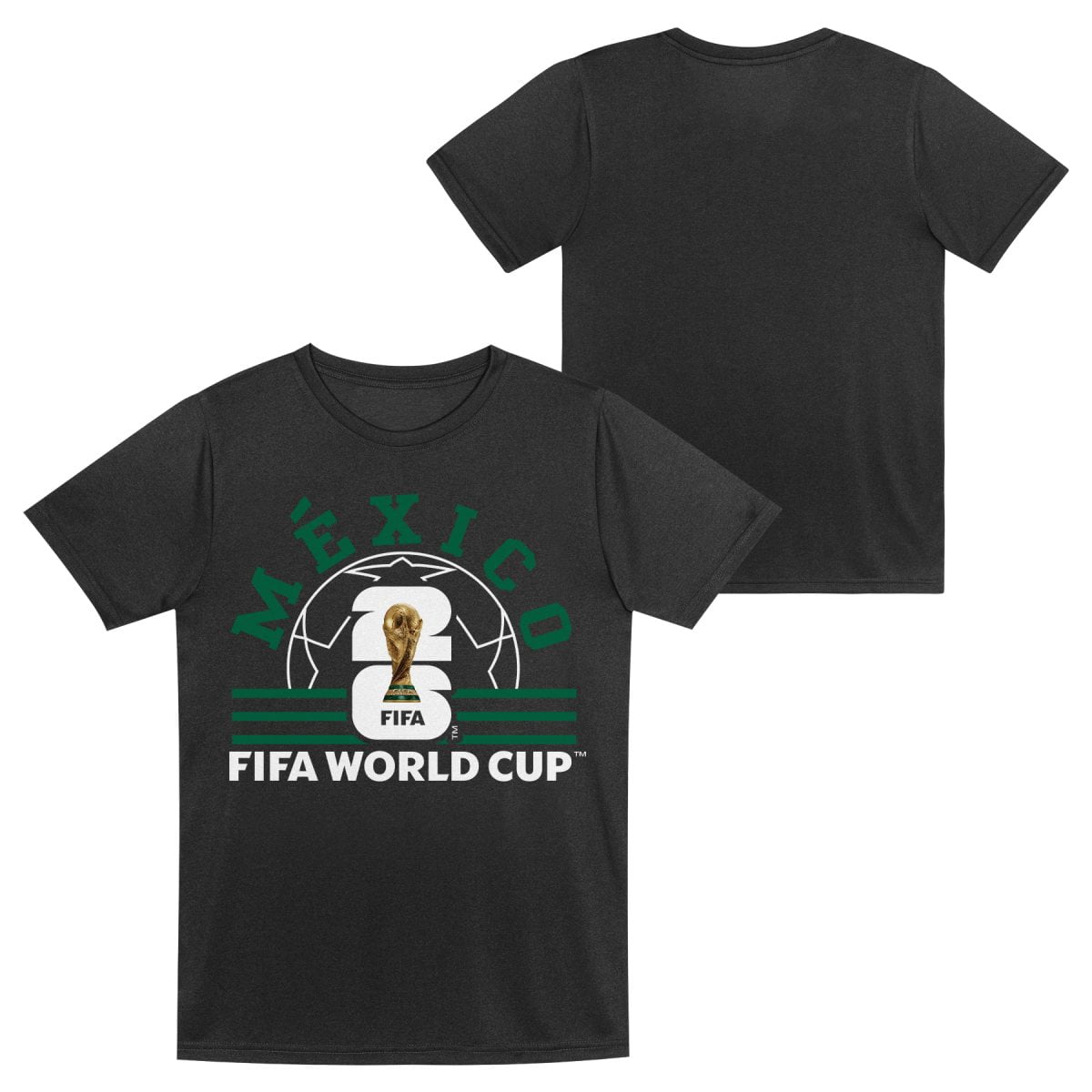 FIFA World Cup 2026 Youth Boys Mexico Black Soccer Ball Graphic Tee