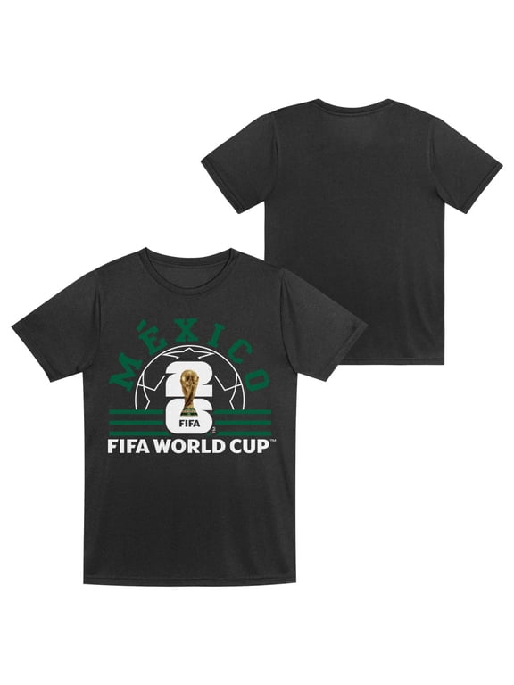 FIFA World Cup 2026 Youth Boys Mexico Black Soccer Ball Graphic Tee