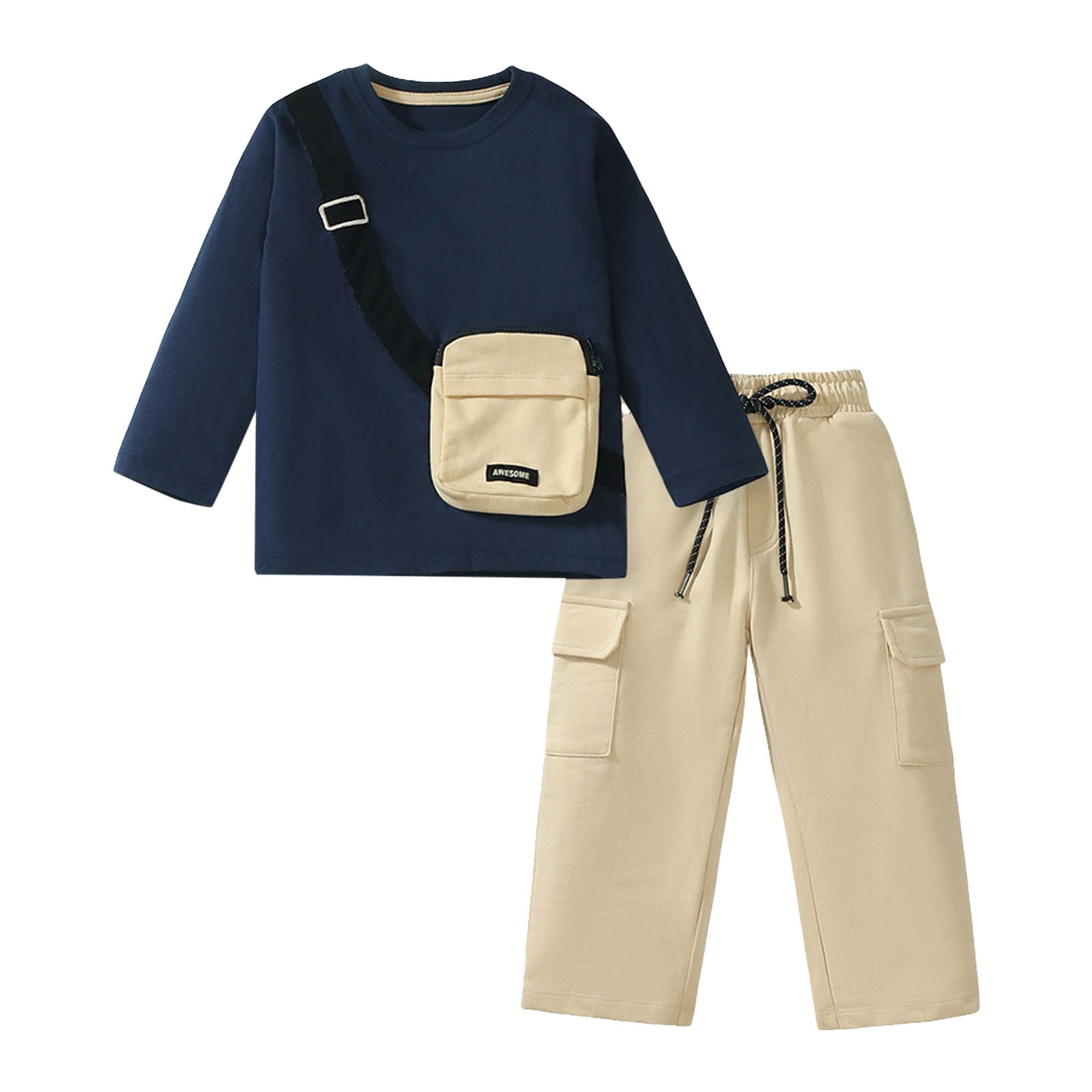 Boys Fall Fashion Long Sleeve Solid Color Casual Round Neck Sweatshirt