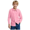 thumbnail image 1 of Boys Fall Shirts Girls Button Down Shirt Boys' Long Sleeve Dress Shirts Classic Collared Button-Down Tshirt Solid Top with Chest Pocket Pink 6-7 Years, 1 of 9