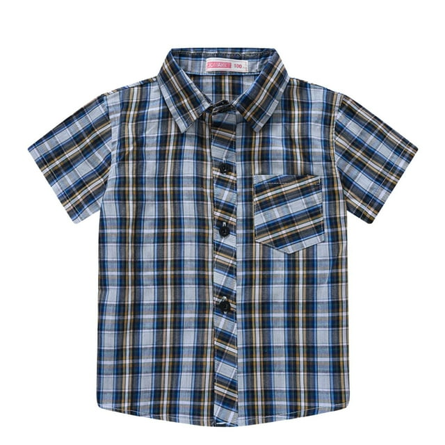 Boys Fall Shirts,Toddler Boys Short Sleeve Fashion Plaid Shirt Tops