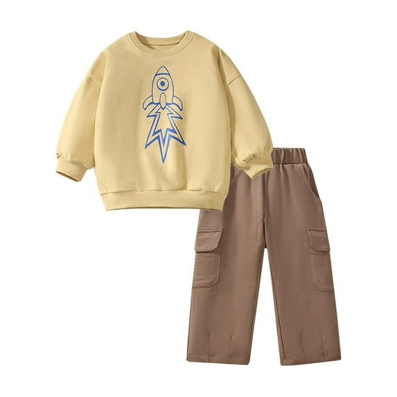 Boys Fashion Autumn Long Sleeve Pure Casual Hoodie Set,Size 1-2 Years