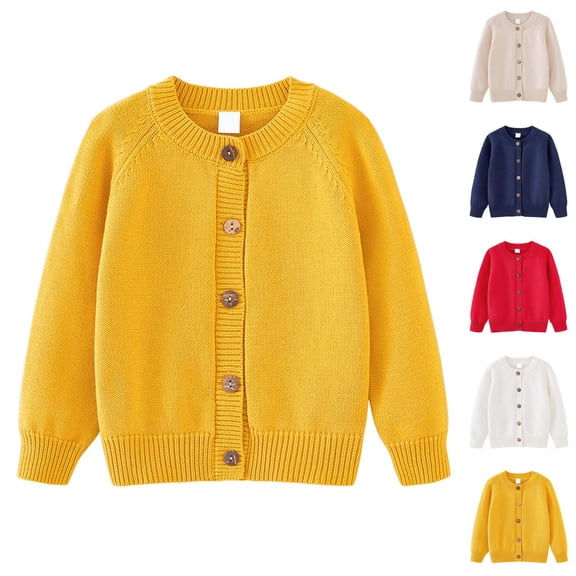 Boys Fashion Boys Cardigan Knit Sweater Open Front Long Sleeve Round Neck for Kids Age 1-10 Years