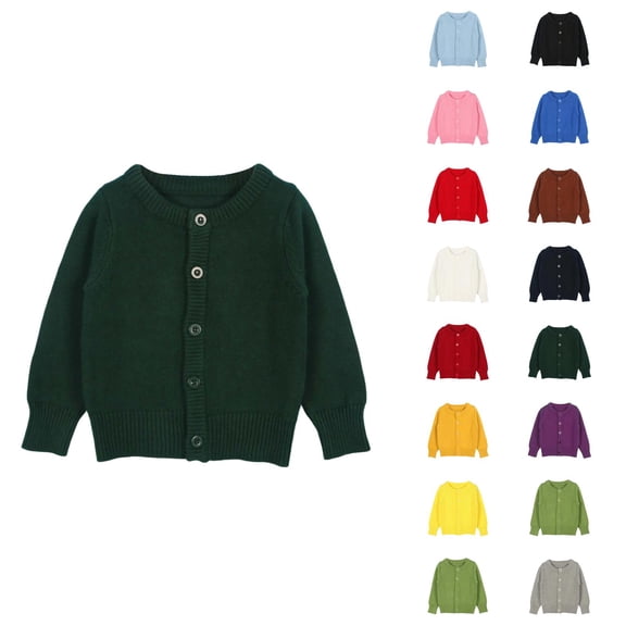 Boys Fashion Boys Cardigan Long Sleeve Button Up Crew Neck Knit Warm Outerwear for Kids
