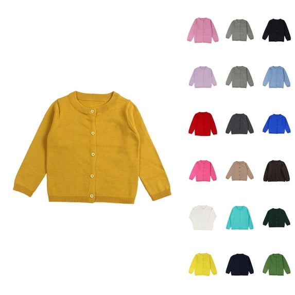 Boys Fashion Boys Cardigan Long Sleeve Button Up Crew Neck Knit for Everyday Wear