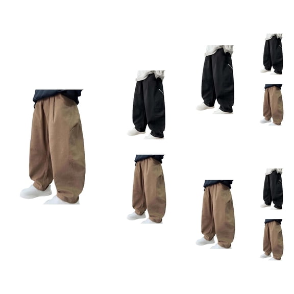 Boys Fashion Boys Cargo Pants Straight Leg Casual Trousers Loose Fit with Elastic Waist and Drawstring Kids Long Pants for Autumn Daily Wear Outdoor Play