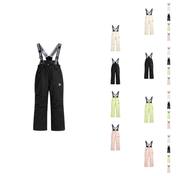 Boys Fashion Boys Pants Adjustable Thermal Bib with Knee Pads All Weather Outdoor Skiing Winter Play for Kids Youth