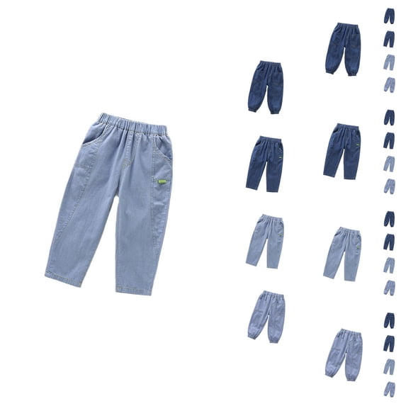 Boys Fashion Boys Pants Lightweight Casual Elastic Waist Trousers Loose Fit Pure Color for Toddlers Kids Age 2-12 Spring Summer
