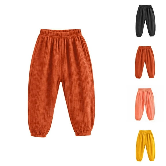 Boys Fashion Boys Pants Linen Harem Style with Elastic Waist Long Trousers for Toddler Boys Casual Outdoor Play and Everyday Wear