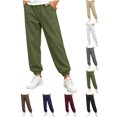 thumbnail image 1 of Boys Fashion Boys' Solid Color Elastic Waistband With Pockets Leg Binding Pants Medium To Large Children's Casual Loose Pants Army Green 7-8 Years, 1 of 9