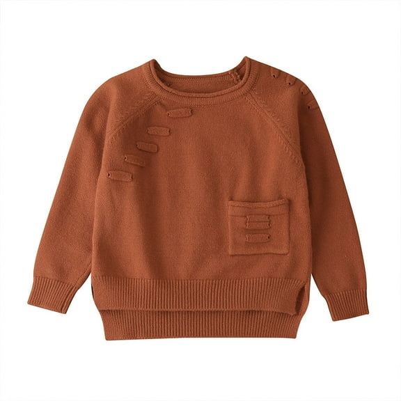 Boys Fashion Boys Sweater Long Sleeve Pocket Design Solid Knit Top for Teen Wear