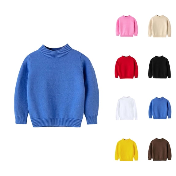 Boys Fashion Boys Sweater Mid Neck Knit Pullover Soft Warm Top for Kids Winter Fall Everyday