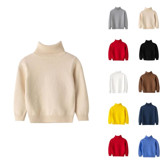 Boys Fashion Boys Sweater Round Neck Knitted Pullover Turtleneck for Toddler Outerwear