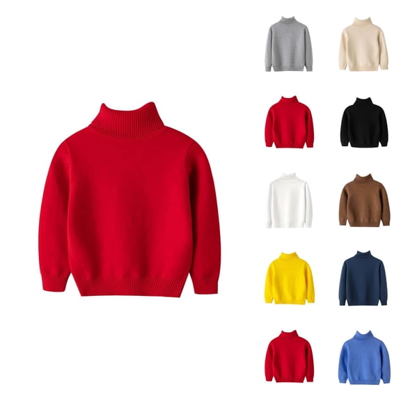 Boys Fashion Boys Sweater Round Neck Knitted Pullover Turtleneck for Toddler Outerwear