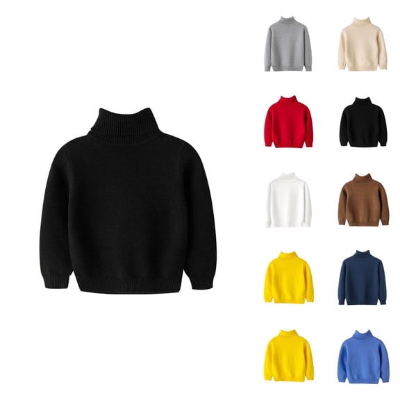 Boys Fashion Boys Sweater Round Neck Knitted Pullover Turtleneck for Toddler Outerwear