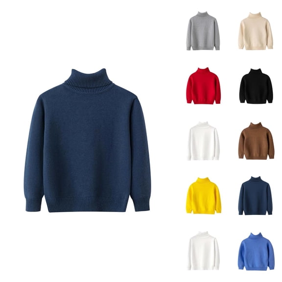 Boys Fashion Boys Sweater Round Neck Knitted Pullover Turtleneck for Toddler Outerwear