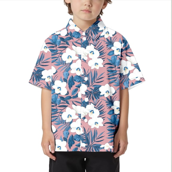 Boys Fashion Children Beach Leisure Boys Collar Button Open Shirt Short Sleeve Shirt for Boys