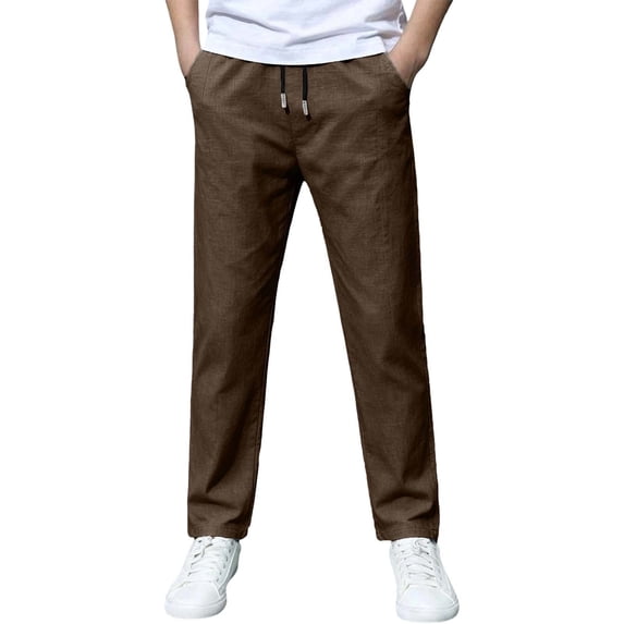 Boys Fashion Dress Pants Kids School Uniform Casual Elastic Waisted Straight Leg Chino Pant Formal Outfit with Pocket