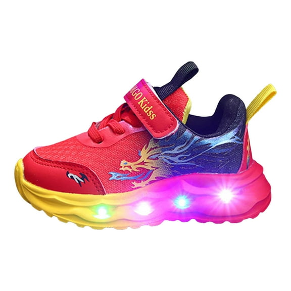 Boys Fashion LED Light Up Slip On Sneakers Kids Platform Non Slip Basketball Shoes Casual Athletic Footwear