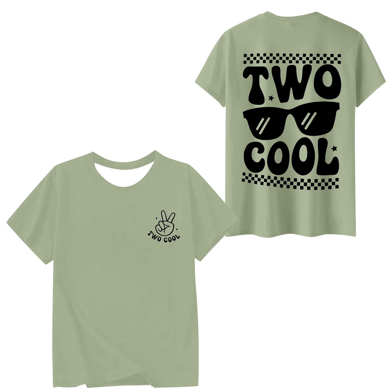Boys Fashion Letter Round Neck Short Sleeve T-Shirt Olive Green Soft ...