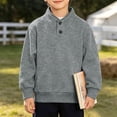 thumbnail image 1 of Boys Fashion Pullover Sweatshirt Solid Long Sleeves Stand-collar Sport Outwear for Home School Outside Fall Winter Warm Comfy Tops Gray 9-10 Years, 1 of 6