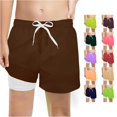thumbnail image 1 of Boys Fashion Solid Swim Trunks With Compression Liner Stretch Swim Shorts Comfy Trousers Pants for Boys, 1 of 3