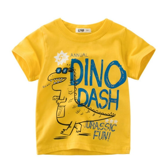 Boys Fashion T Shirts Short Sleeve Toddler Kids Baby Cartoon Sharks Dinosaur Crewneck T Shirts Tops Tee Clothes For 5-6 Years