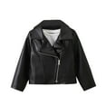 thumbnail image 1 of Boys Faux Leather Jackets Outerwear Tops Spring Motorcycle Solid PU Jackets with Oblique Zipper Coat Black 2-3 Years, 1 of 6