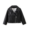 thumbnail image 1 of Boys Faux Leather Jackets Outerwear Tops Spring Motorcycle Solid PU Jackets with Oblique Zipper Coat Black 6-7 Years, 1 of 6
