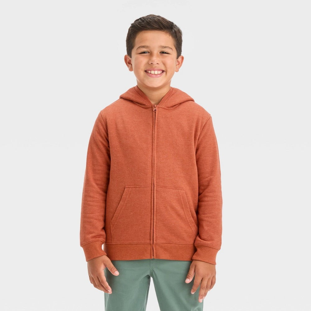 Boys Faux Shearling Lined Zip up Sweatshirt Cat Jack N Brown M Walmart