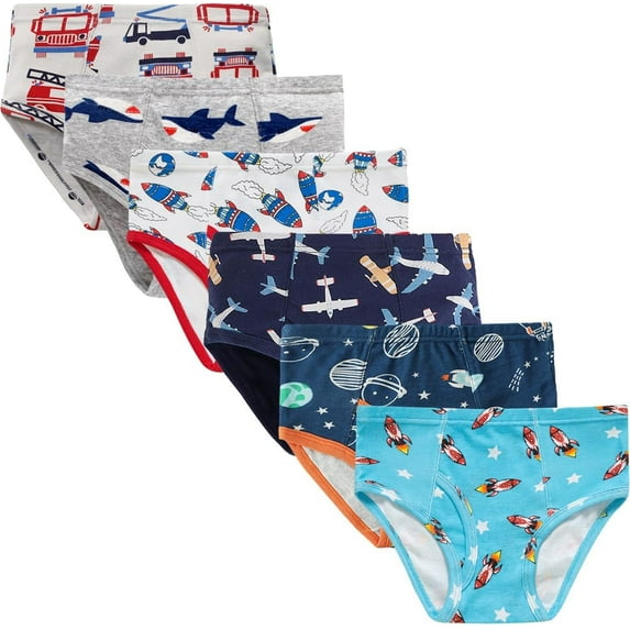 Boys Fire Truck Underwear Little Kids Rocket Briefs Childrens Cotton Breathable Shark Panties Toddler Comfort 6 Pack Underpants Size 3T