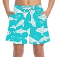 thumbnail image 1 of Boys Fish Print Quick Dry Swim Trunks - Polyester Spandex Swim Shorts with Pockets & Adjustable Drawstring, Multicolor, for Kids Ages 4-15,Size 8-9T, 1 of 8