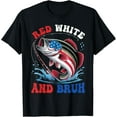 thumbnail image 1 of Boys Fishing Red White And Bruh American Flag Fishing Kids T-Shirt, 1 of 5