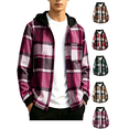 thumbnail image 1 of Big Boys Flannel Plaid Hoodies Sweatshirts Fall Fashion Button Down Long Sleeve Lightweight Jackets with Pockets, 1 of 10