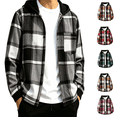 thumbnail image 1 of Boys Flannel Plaid Hoodies Sweatshirts Fall Fashion Button Down Long Sleeve Lightweight Jackets with Pockets, 1 of 10