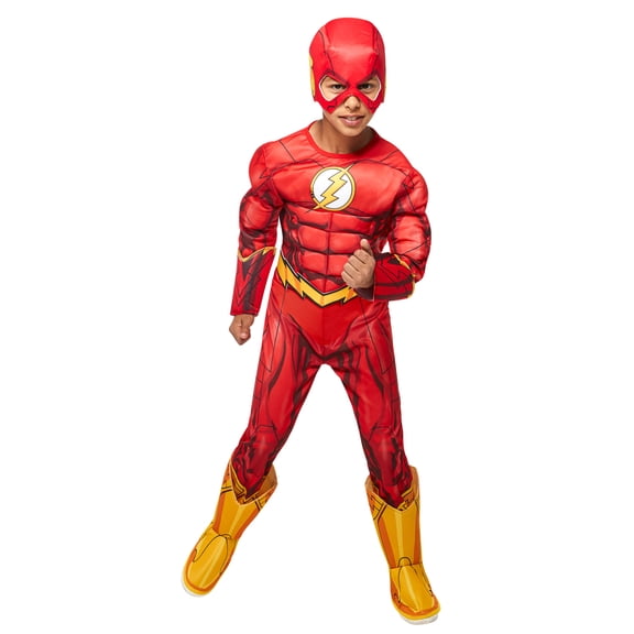 DC Comics Superheroes Flash Deluxe Muscle Chest Costume for Kids by Rubies, Boys Medium