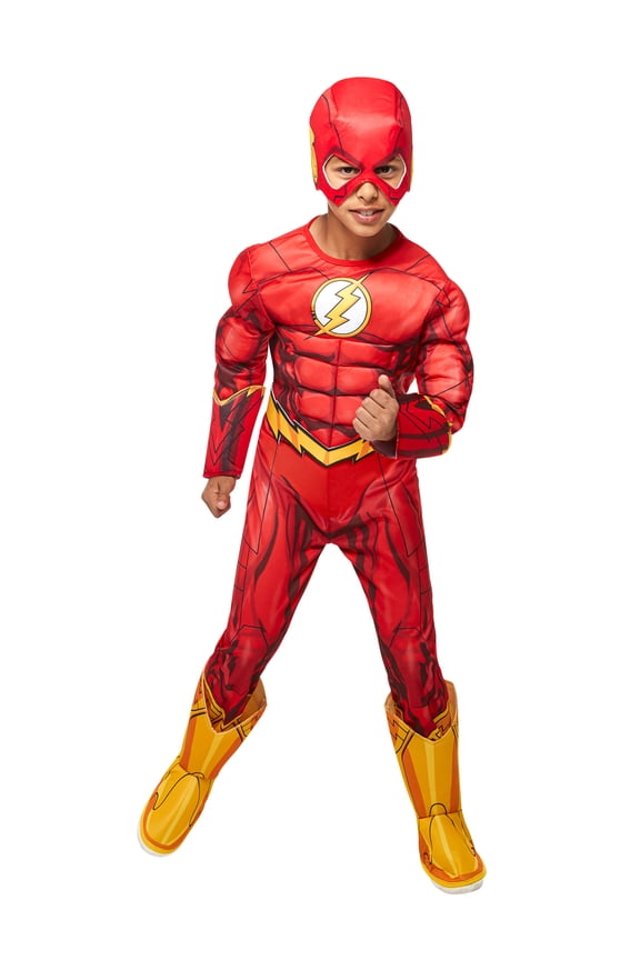 DC Comics Superheroes Flash Deluxe Muscle Chest Costume for Kids by Rubies, Boys Medium